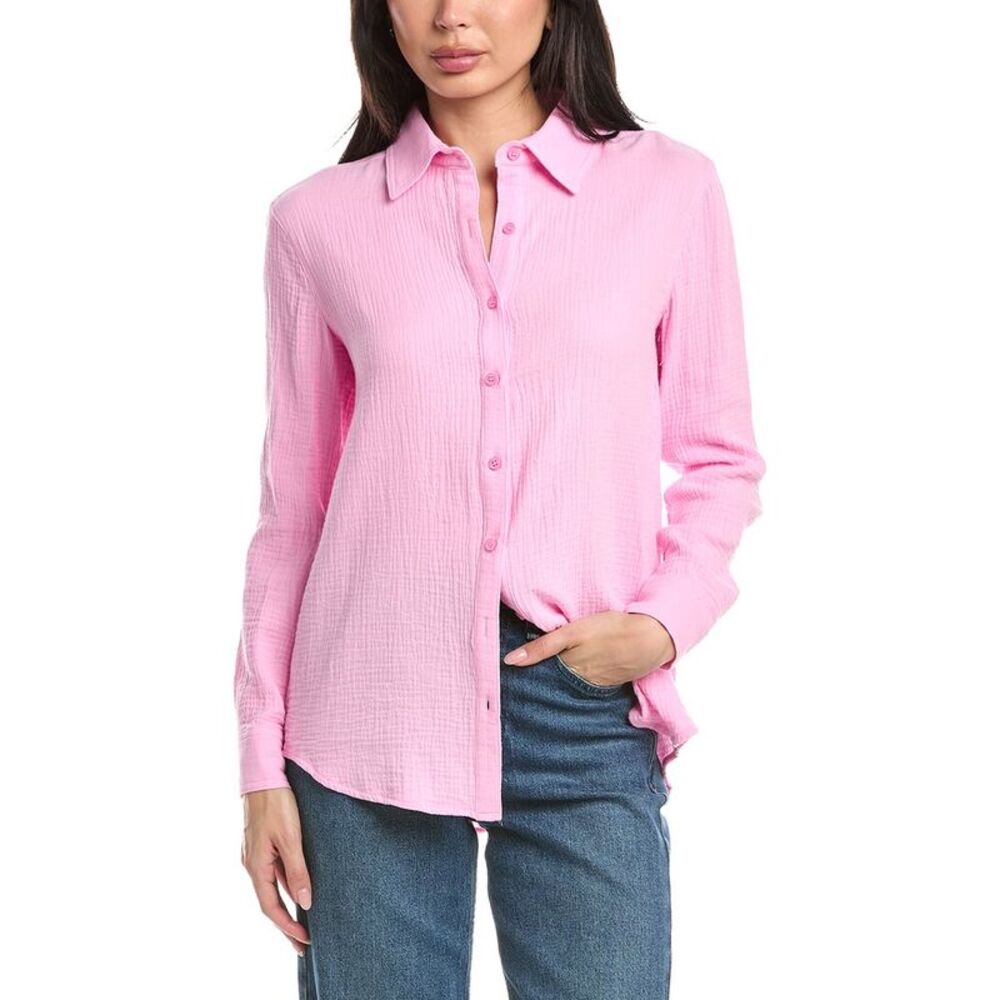 Stellah Womens  Kyra Double Gauze Button Down Shirt, Pink